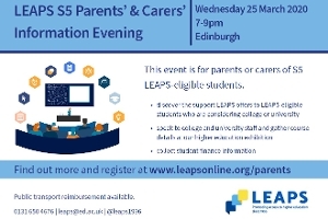 LEAPS - S5 Parents/Carers - Wed 25 March 2020 Icon